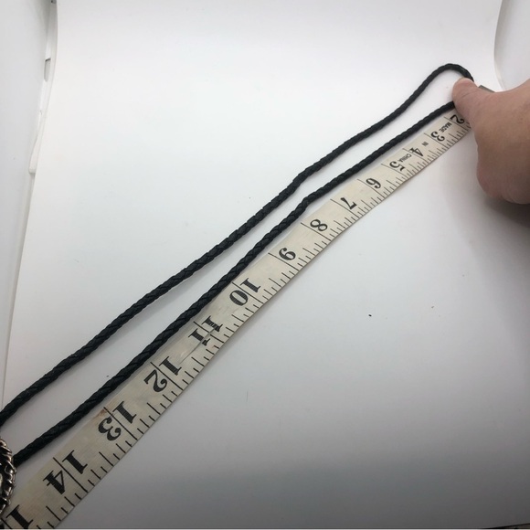 Ssi USA Turquoise & Pewter Bull Skull Pewter Bolo w Feathers 29” + 4” Pendant - Picture 7 of 9